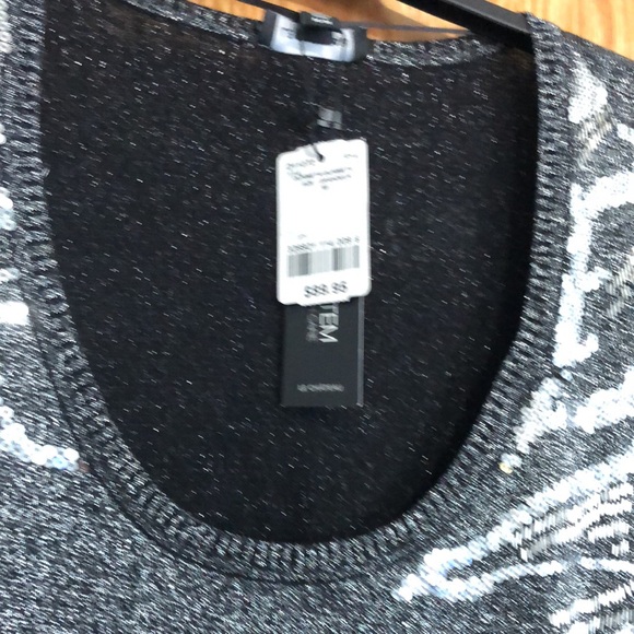 NWT Le Chateau silver sweater with sequins and beads - Picture 3 of 3